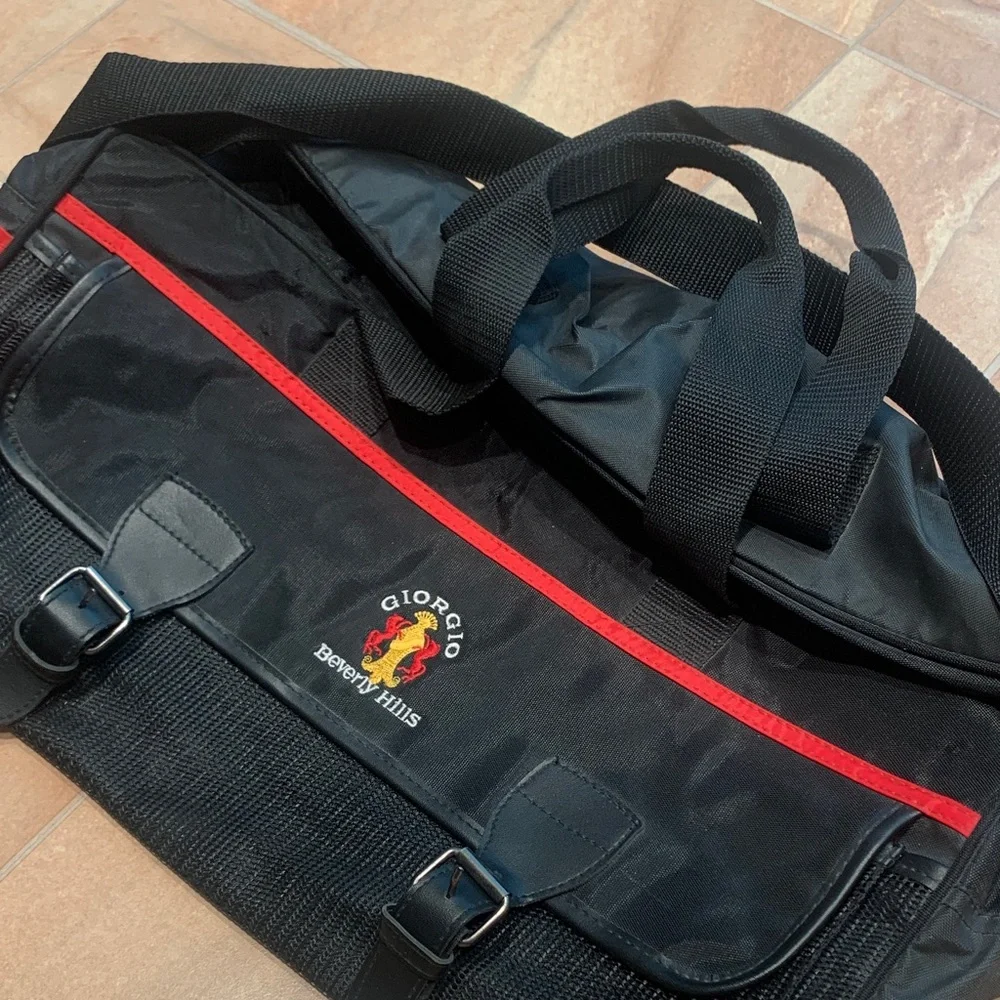 Giorgio Beverly Hills Vintage Black & Red Casual Travel Duffel Bag